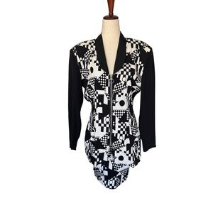 Vintage 80s Judy Knapp 2 pc Suit Blazer Jacket Skirt Geometric Pattern New Wave